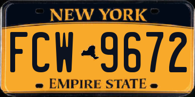 NY license plate FCW9672