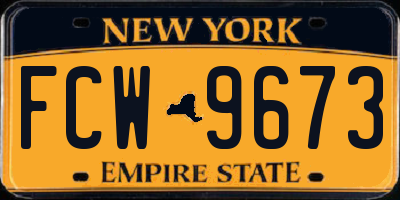 NY license plate FCW9673