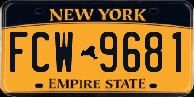 NY license plate FCW9681