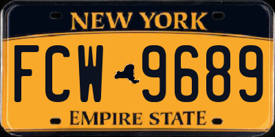 NY license plate FCW9689