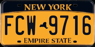 NY license plate FCW9716