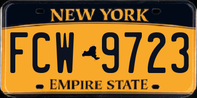 NY license plate FCW9723