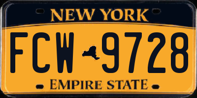 NY license plate FCW9728