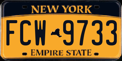 NY license plate FCW9733
