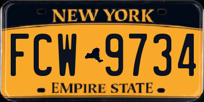 NY license plate FCW9734