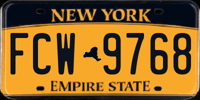 NY license plate FCW9768