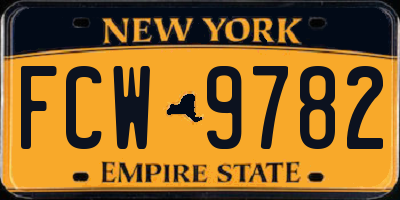 NY license plate FCW9782