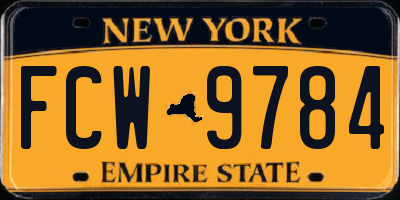 NY license plate FCW9784
