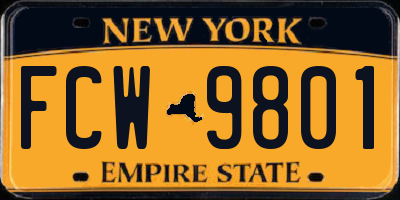 NY license plate FCW9801