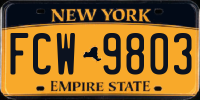NY license plate FCW9803