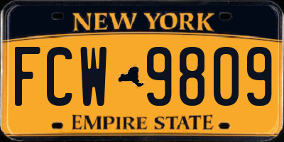NY license plate FCW9809