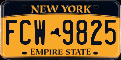 NY license plate FCW9825