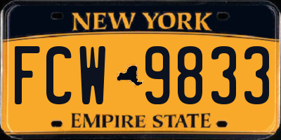 NY license plate FCW9833