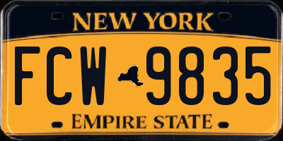 NY license plate FCW9835