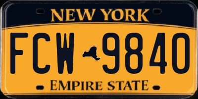 NY license plate FCW9840