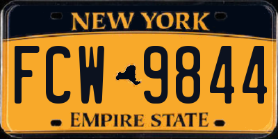 NY license plate FCW9844