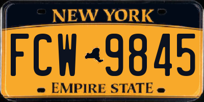 NY license plate FCW9845
