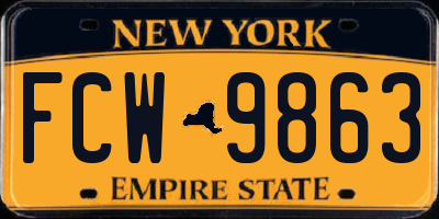 NY license plate FCW9863