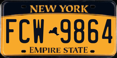 NY license plate FCW9864