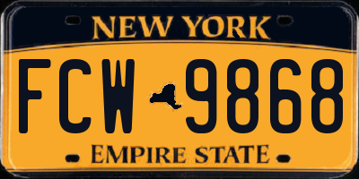 NY license plate FCW9868