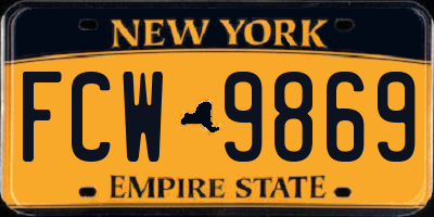 NY license plate FCW9869