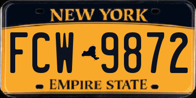 NY license plate FCW9872