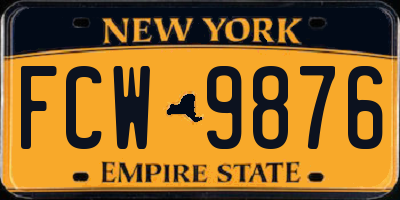 NY license plate FCW9876