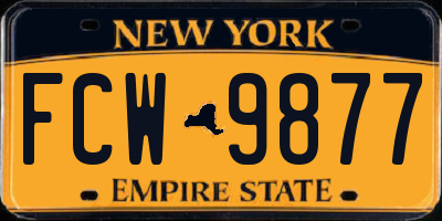 NY license plate FCW9877