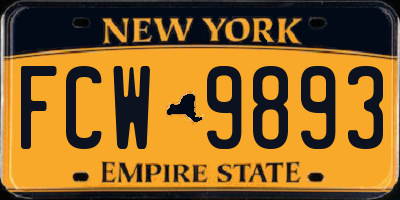 NY license plate FCW9893