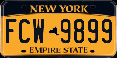 NY license plate FCW9899