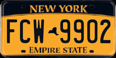 NY license plate FCW9902