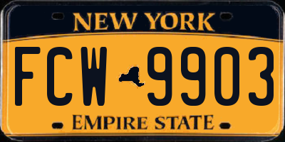 NY license plate FCW9903