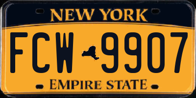 NY license plate FCW9907