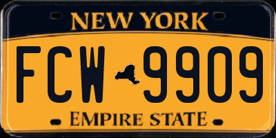 NY license plate FCW9909