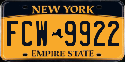 NY license plate FCW9922