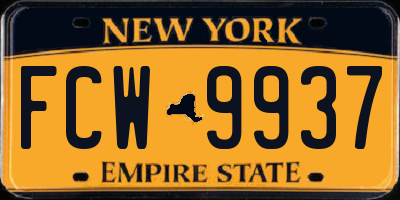 NY license plate FCW9937