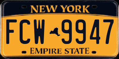 NY license plate FCW9947