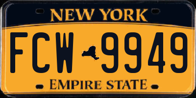 NY license plate FCW9949