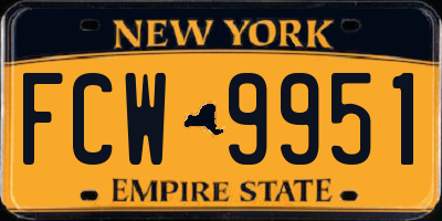 NY license plate FCW9951