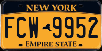 NY license plate FCW9952