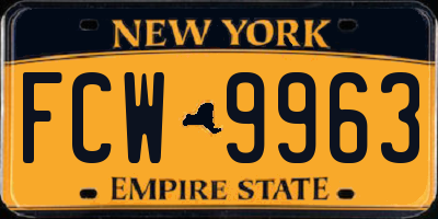 NY license plate FCW9963