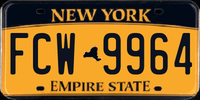 NY license plate FCW9964