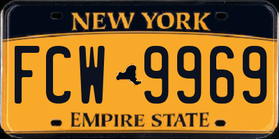 NY license plate FCW9969