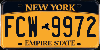 NY license plate FCW9972