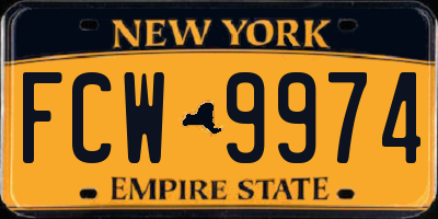 NY license plate FCW9974