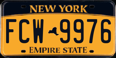 NY license plate FCW9976