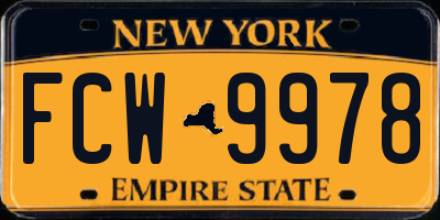 NY license plate FCW9978