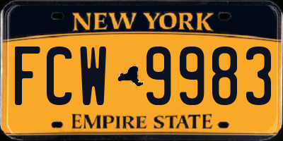 NY license plate FCW9983
