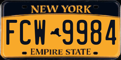 NY license plate FCW9984