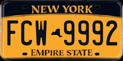 NY license plate FCW9992